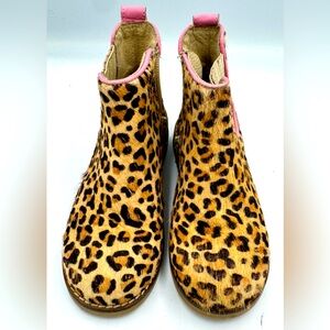 Mini Boden Sz 29 Chelsea Boot: Leopard Print Ankle Boots with Pink Trim
